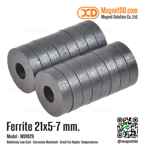 แม่เหล็กเฟอร์ไรท์ Ferrite ขนาด 21mm x 5mm วงใน 7mm