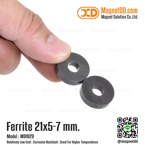 แม่เหล็กเฟอร์ไรท์ Ferrite ขนาด 21mm x 5mm วงใน 7mm