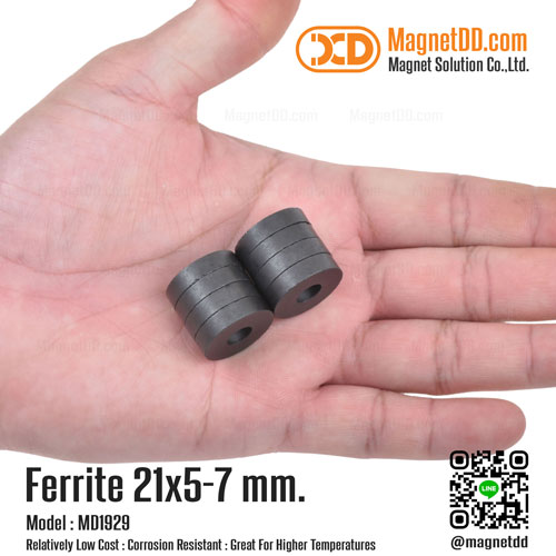 แม่เหล็กเฟอร์ไรท์ Ferrite ขนาด 21mm x 5mm วงใน 7mm