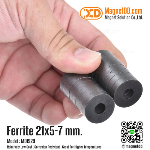 แม่เหล็กเฟอร์ไรท์ Ferrite ขนาด 21mm x 5mm วงใน 7mm