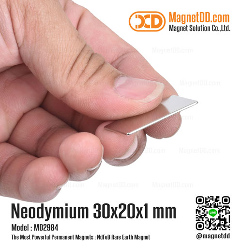 แม่เหล็กแรงสูง Neodymium ขนาด 30mm x 20mm x 1mm แม่เหล็กแรงสูงแบบบางพิเศษ