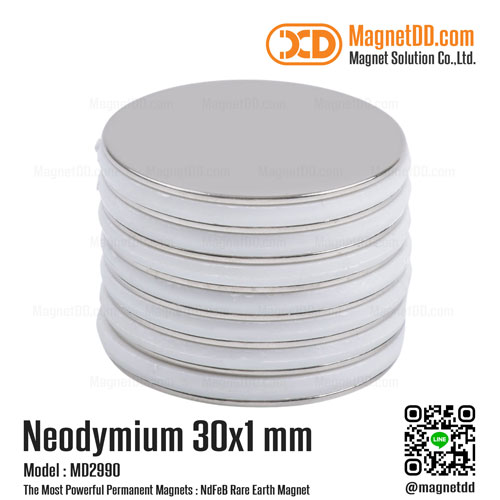 แม่เหล็กแรงสูง Neodymium ขนาด 30mm x 1mm