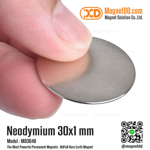 แม่เหล็กแรงสูง Neodymium ขนาด 30mm x 1mm แม่เหล็กแรงสูงบางๆ