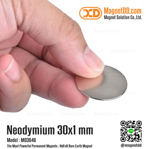 แม่เหล็กแรงสูง Neodymium ขนาด 30mm x 1mm แม่เหล็กแรงสูงบางๆ