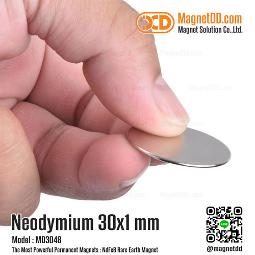 แม่เหล็กแรงสูง Neodymium ขนาด 30mm x 1mm แม่เหล็กแรงสูงบางๆ