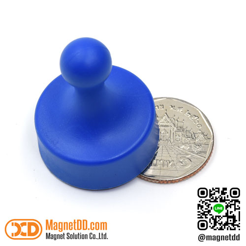 พินแม่เหล็กแรงสูง Magnetic Push Pin ขนาด 29mm x 38mm - สีน้ำเงิน