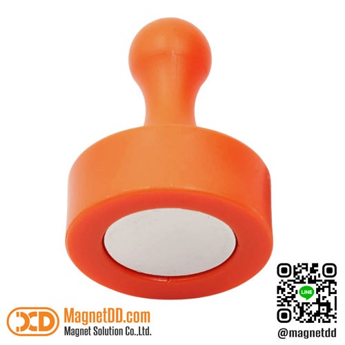 พินแม่เหล็กแรงสูง Magnetic Push Pin ขนาด 29mm x 38mm - สีส้ม
