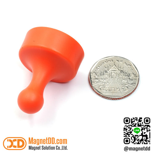 พินแม่เหล็กแรงสูง Magnetic Push Pin ขนาด 29mm x 38mm - สีส้ม