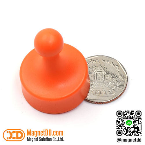พินแม่เหล็กแรงสูง Magnetic Push Pin ขนาด 29mm x 38mm - สีส้ม