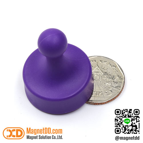 พินแม่เหล็กแรงสูง Magnetic Push Pin ขนาด 29mm x 38mm - สีม่วง