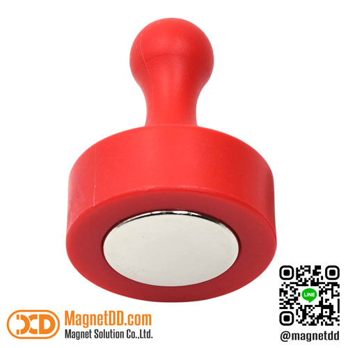 พินแม่เหล็กแรงสูง Magnetic Push Pin ขนาด 29mm x 38mm - สีแดง