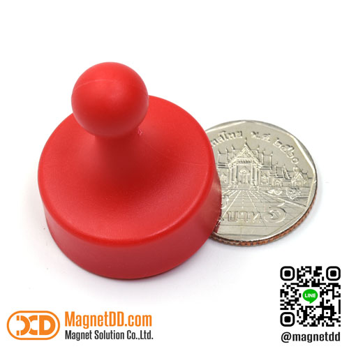 พินแม่เหล็กแรงสูง Magnetic Push Pin ขนาด 29mm x 38mm - สีแดง