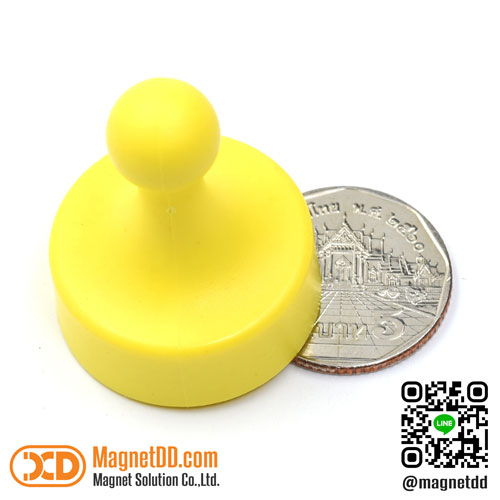 พินแม่เหล็กแรงสูง Magnetic Push Pin ขนาด 29mm x 38mm - สีเหลือง